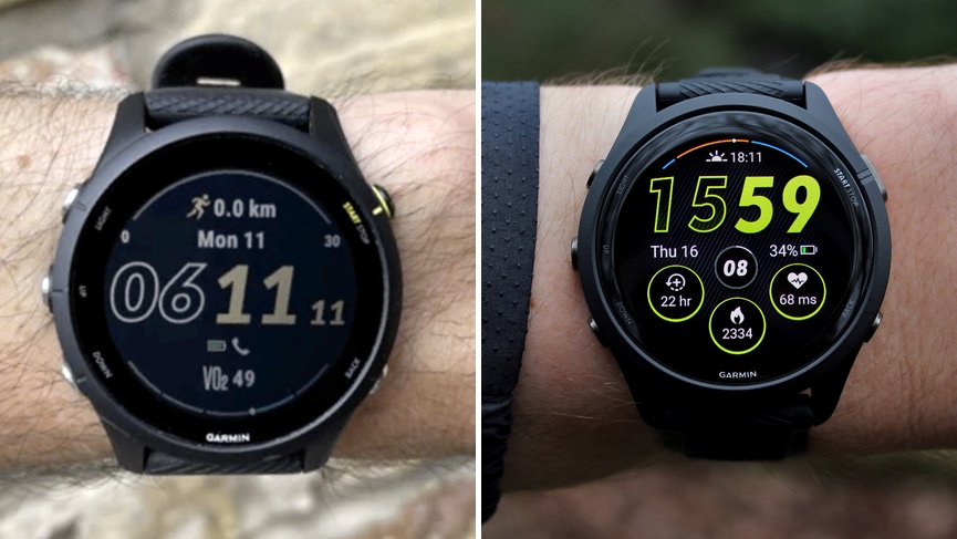 garmin forerunner 255 v forerunner 265 on wrist