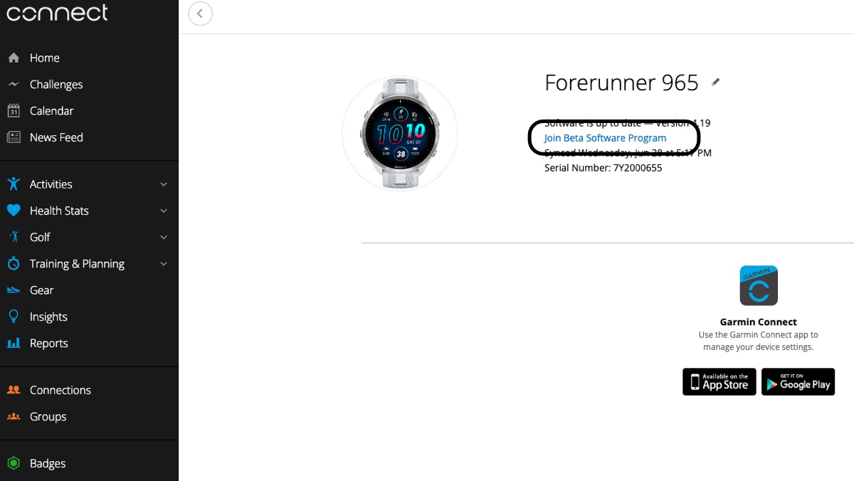 garmin connect beta program enroll