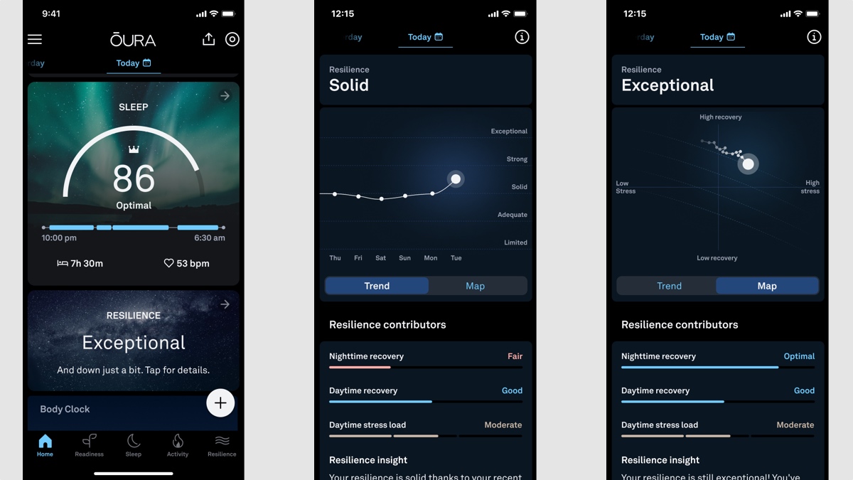 Oura Resilience app view